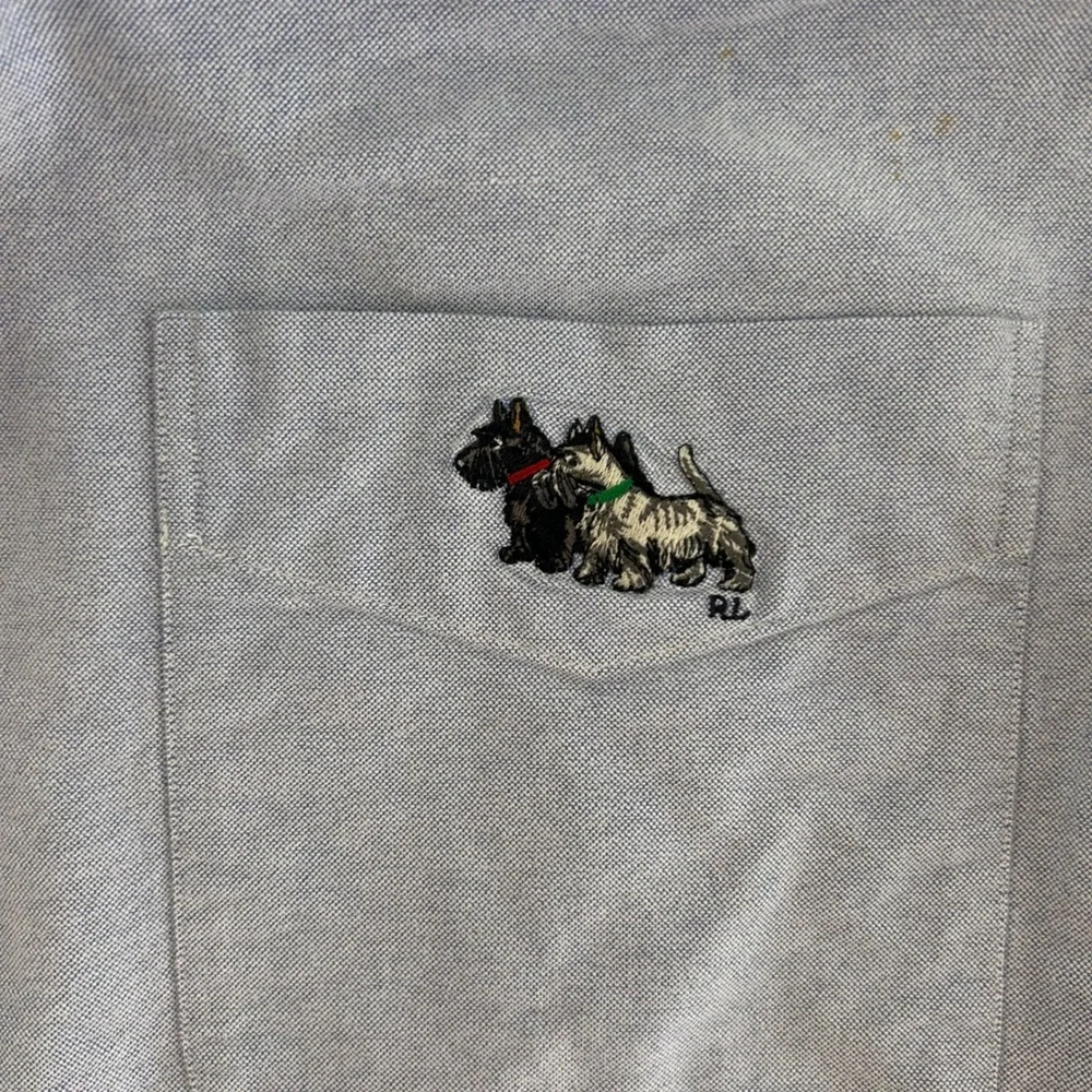 Ralph Lauren Button Down Shirt Mens XXL Blue Scottie Dog Embroidered Blake